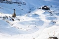 Aerial view of a highland ski slope with a cable car Royalty Free Stock Photo