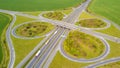 Aerial view of highway crossroad junction