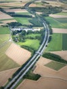 Aerial View : Highway curve in the countryside Royalty Free Stock Photo