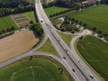 Aerial view of highway-exit on German Autobahn