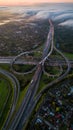 Aerial view of a highway interchange with traffic Royalty Free Stock Photo