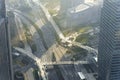 Aerial view of highway and interchanges of Shanghai city view fr