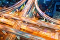 Aerial view of a highway intersection in Osaka, Japan