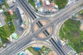 Aerial view of highway junctions Top view of Urban city, Bangkok, Thailand Royalty Free Stock Photo