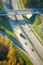 Aerial View of Highway (motorway) traffic in Vilnius