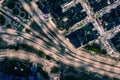 Aerial view of highway at night Royalty Free Stock Photo
