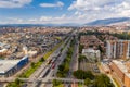 Aerial view of a highway between a residential neighborhood in the city of Bogota. Colombia Royalty Free Stock Photo
