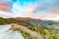 Aerial view of Highway Road Freeway to Arrow Town with Sunrise Mountain range Landscape New Zealand Royalty Free Stock Photo