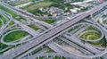 Aerial view highway road intersection for transportation, distribution or traffic background Royalty Free Stock Photo