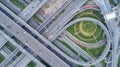 Aerial view highway road network connection or intersection for import export or transportation concept Royalty Free Stock Photo