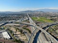 Aerial view of highway interchange and junction in Riverside, California. Royalty Free Stock Photo