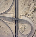 Aerial View : Highways junction in desert Royalty Free Stock Photo