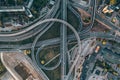 Aerial view of highways with overpass intersections