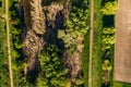 Aerial view of a hiking trail on the dike with a natural habitat Royalty Free Stock Photo