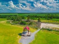 Aerial view of Hill of Crosses KRYZIU KALNAS . It is a famous religious site of catholic pilgrimage in Lithuania Royalty Free Stock Photo