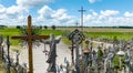 Aerial view of Hill of Crosses or KRYZIU KALNAS in Lithuania.