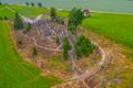 Aerial view of Hill of Crosses near Lithuanian town Siauliai