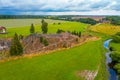 Aerial view of Hill of Crosses near Lithuanian town Siauliai