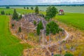 Aerial view of Hill of Crosses near Lithuanian town Siauliai