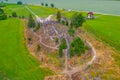 Aerial view of Hill of Crosses near Lithuanian town Siauliai