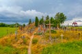 Aerial view of Hill of Crosses near Lithuanian town Siauliai