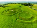 Aerial view of the Hill of Tara, an archaeological complex, containing a number of ancient monuments used as the seat of the High