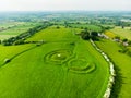 Aerial view of the Hill of Tara, an archaeological complex, containing a number of ancient monuments used as the seat of the High