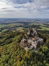 Aerial view of the hill top castle Burg Hohenzollern in Germany