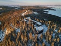 Aerial view of Hill Ukko in the National Park Koli Finland. Royalty Free Stock Photo