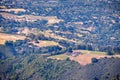 Aerial view of hills covered by vineyards and mansions in Santa Cruz Mountains, Saratoga, California Royalty Free Stock Photo