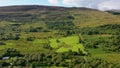 Aerial view of the hills and fields at Lake Eske in Donegal, Ireland