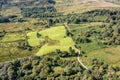 Aerial view of the hills and fields at Lake Eske in Donegal, Ireland