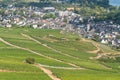 Aerial view of hills and vineyards above Rudesheim am Rhein in Rhine Valley Royalty Free Stock Photo