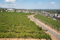 Aerial view of hills and vineyards above Rudesheim am Rhein in Rhine Valley Royalty Free Stock Photo