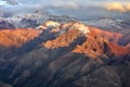 Aerial view of Himalaya mountains at sunset, Ladakh, India Royalty Free Stock Photo