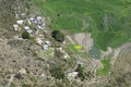 Aerial view of a Himalayan village and terrace farming