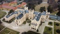 An aerial view of the historic Castle Lednice landmark in the Czech Republic Royalty Free Stock Photo