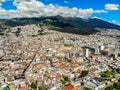 Aerial view of the historic center of the city of Quito