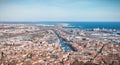 Aerial view of historic city center and harbor of Sete, France Royalty Free Stock Photo