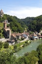 Aerial view of historic downtown, city Fribourg