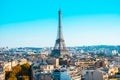 Aerial view of the historic Eiffel Tower and cityscape of Paris on a blue sky background Royalty Free Stock Photo