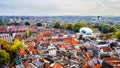 Aerial view of the historic hanseatic city of Zwolle from Peperbus tower