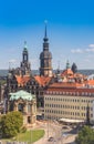 Aerial view of the historic Hausmannsturm in Dresden