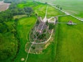 Aerial view of the historic Hill of Crosses located in Lithuania Royalty Free Stock Photo