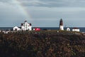 Aerial of Historic Judith Point Lighthouse - Rhode Island Royalty Free Stock Photo