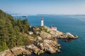 Aerial View of Historic Landmark Point Atkinson Lighthouse in West Vancouver, Canada Royalty Free Stock Photo