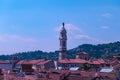 Bergamo - Aerial view of historic medieval city of Bergamo and church Chiesa di Sant Alessandro della Croce