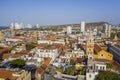 Aerial view of the historic old city center of Cartagena, Colombia. Royalty Free Stock Photo