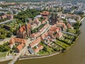 Aerial view of historic Ostrow Tumski, Wroclaw, Poland