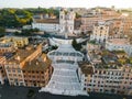 Aerial view of the historic Spanish Steps and Trinita dei Monti Church in Rome, Italy Royalty Free Stock Photo